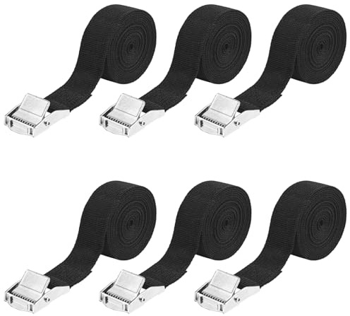 6PCS Ratchet Tie Down Straps Heavy Duty Lashing Straps 2m x 25mm Adjustable Tensioning Belts with Quick Release Cam Buckle for Motorcycle Cargo Trucks Trailer Luggage