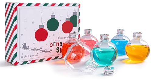6 Stück Weihnachtsbaumkugeln, 150ml füllbar, Weihnachtskugeln, gemusterte Plastikkugeln, Wiederverwendbare und füllbare Festliche Weinkugeln für Festliche Partys, Haus und Weihnachtsbaumdekorationen.