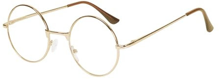 JoXiGo Gafas de Lectura Hombre Mujer +1.5(Oro) Redondas Metal Montura + Correa de Gafas