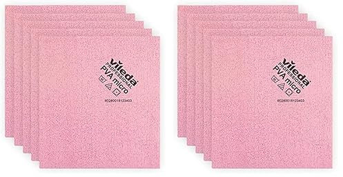 Vileda Micro Paño de Limpieza, Rosa, Rojo, 5 Piezas (Paquete de 2)