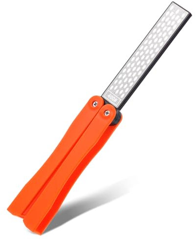 Doppelseitiger Schleifstein Faltbarer Messerschärfer 400/600 Körnung Tragbarer Schleifstein Diamant Messerschärfer für Küche Außenbereich Garten (Fein-/Grobmahlung)