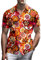 Chemise des années 70 pour homme - Style hippie - Manches courtes - Pour festival - Style rétro - Fleurs - Coupe tendance - Costume disco, A 01 Orange, 4XL