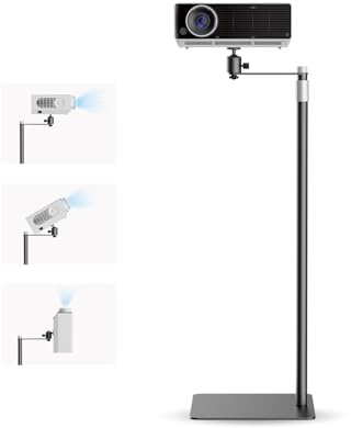 suptek Projector Stand Against Wall Hidden Stand, 360°Swivel, Height Adjustable, Universal Projector Mount Bracket, Compatible with Home Office Video Vlog DVR Camera, Upgraded Large Ball Head, PR007FP