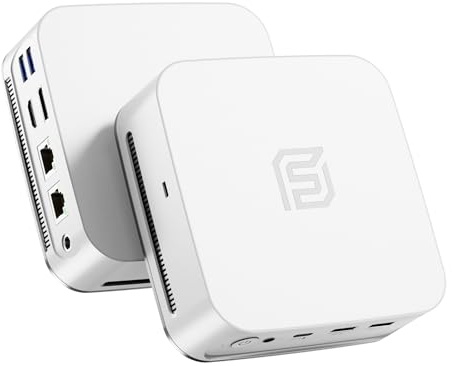 FUNYET Mini PC Laptop Win 11 Pro, 16 GB di RAM DDR4, SSD da 512 GB, processore N95 (fino a 3,4 GHz) Laptop, HDMI + DisplayPort/RJ45 x2/WiFi/Bluetooth 5.0/USB 3.2, compatibile con schermi 4K, bianco