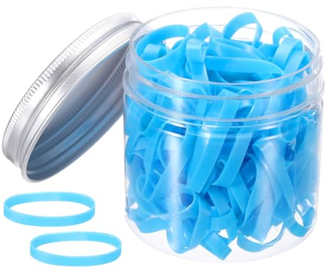 QUARKZMAN 140 Stück Gummibänder Bunte Punkte 25mm x 4mm Himmelblau | Dehnbare Gummiringe, Haargummis, Für Haushalt Büro
