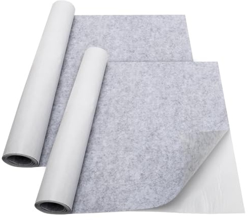LOMUG Filz Selbstklebend 2 Stück, 40x220cm Klebefilz Selbstklebend, Filzmatte Selbstklebend, Klebt Super, Filzstoff Selbstklebend für DIY Box Liner, Basteln, Möbel, 1mm Dick, Hellgrau