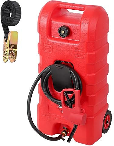 Kraftstofftrolley mit Rädern und Handpumpe, 57L Mobiler Benzinkanister 6L/min Max Durchfluss, Kraftstoffkanister für Diesel, Benzin, Schmieröl, 37x24x85cm Ersatzkanister für Boote & Offroad