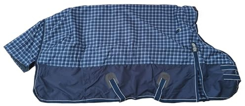 netproshop wasserdichte Winterdecke Pferd 250g Gefüttert, 600D Ripstop, Blau Kariert, Größe 155, Weidedecke, Groesse:155