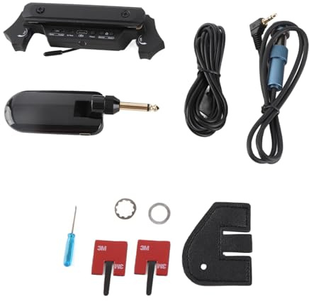 Vroomoto DOUBLE X2 Pickup Wireless per Chitarra Wireless e Cablato Ricaricabile Cavo per Basso Elettrico All'amplificatore Pickup Nella Buca con Ricevitore Performance (Nera)