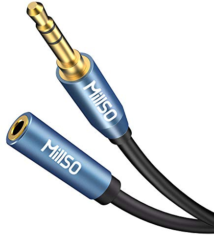 MillSO Audio Verlängerungskabel 2m Stereo Audiokabel 3,5 mm Klinkenstecker auf 3,5mm Klinkenbuchse für MP3, Stereo, Handy, Sprecher, Kopfhörer, Auto Radio, Heimkino und Heim Stereoanlage