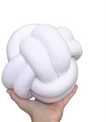 Nunubee Knot Pillow Ball Plüschkissen Spielzeug Couch Throw Pillow Home Decor & Geschenk für Kinder φ18 cm / φ7.1 Zoll White-2line-S