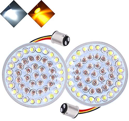NATGIC 2 1 Paar 1157 Har-ley L-E-D Blinklicht Vorne Hinten Fahrlicht Blinklicht Kompatibel für Har-ley Da-vi-dson Sporster Tou-ring Road King Electra Street Glide Dyna, (Weiß + Gelb)