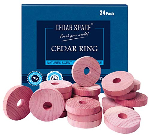 Cedar Space Cedarwood Moth Repellent for Wardrobes, Cedar Blocks for Clothes Storage 100% Natural Aromatic Red Cedar Blocks Protection for Wardrobes Closets and Drawers (22 Cedar Rings)