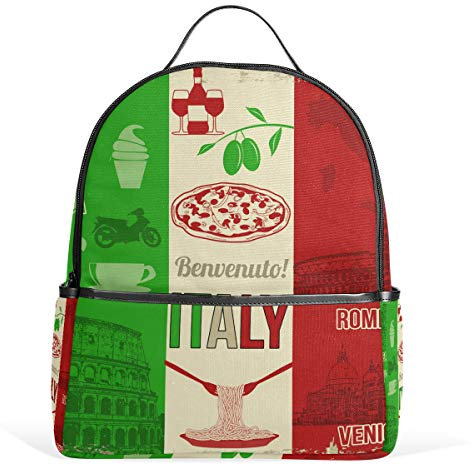 Eslifey Italien Food and Building Büchertasche Schulranzen Tagesrucksack für Studenten