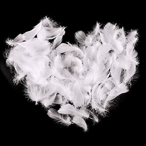 Suneast 100 Stücke Federn Dekoration Natürliche Gänsefedern Weiche Crafts Feather Indianer Federn für Traumfänger Basteln, Kostüme Hüte Schmuck Deko, DIY Ohrring - Weiß, 5-8cm