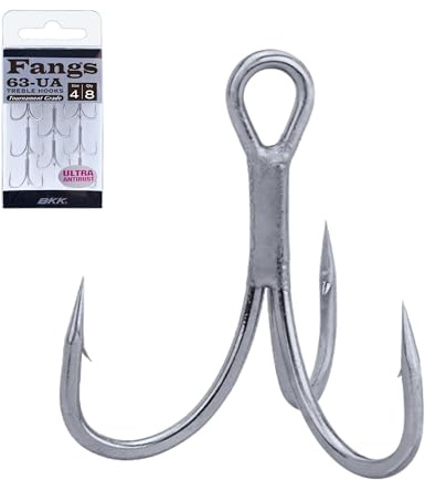 BKK FANGS-63 Treble Hook | 3X | Saltwater Ultra-Antirust Coating | Needle Point | O’Shaughnessy Bend