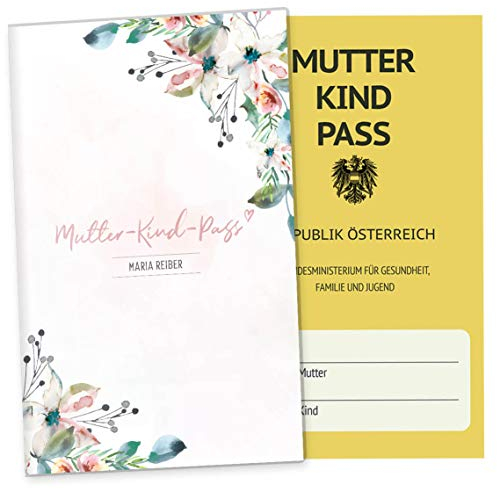 OLGS Mutterkindpasshülle Österreich Aquarell Spring - Personalisierte Schutzhülle mit Ultraschallbildfach
