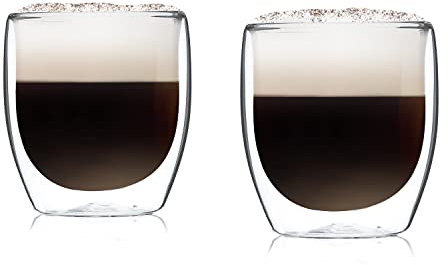 GLASWERK Bicchieri di Design - Bicchieri Termici di Alta Qualità, per Latte Macchiato, Caffé, Espresso, Tè, in Vetro Borosilicato a Doppia Parete, Lavabili in Lavastoviglie, 2 x 230ml