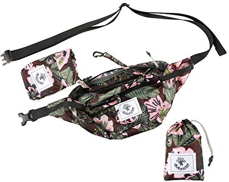 4Monster 2L Gürteltasche Wasserabweisend, Tragbare Bauchtasche Ultraleicht, Portable Hüfttasche für Damen Herren Outdoor Sport Reise Wandern (Blume Rosa, 2L)