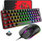 T60 UK Layout 60% Mechanical Keyboard and Mouse Set, Compact 62 Keys Mini Wired Gaming Keyboard 19 Rainbow Backlit + 6400DPI RGB Ultra-Light PC Gaming Mice + Mouse Pad For Laptop/MAC-Black/Blue Switch