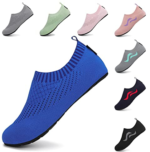 SAGUARO Herren Badeschuhe Damen Strandschuhe rutschfest Schwimmschuhe Männer Atmungsaktiv Neoprenschuhe Frauen Aqua Wassersport Sommer Saphir 40/41 EU