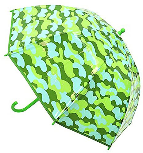 KAV Kids Transparent School Umbrella Boys and Girls - Sweet, Beautiful, Lightweight Design Dome Parasol for Your Child (Camo)