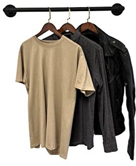 RSR Hangers Kleiderstange Industrial Design Schmal Flur Wandgarderobe Breite 50 cm x Tiefe 12 cm für die Wand Schwarz Garderobenstange Schlafzimmer Garderobe Wandmontage