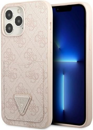 CG MOBILE Guess GUHCP13XP4TPP Hard Case for iPhone 13 Pro Max 6.7 Inch Pink / 4G Triangle Logo Card Slot