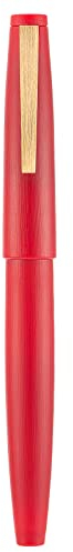Jinhao 80 Füllfederhalter, Rot, gebürstete Faser, ultra feine Spitze mit Konverter und kleiner Stifttasche, Set (goldener Clip)