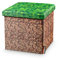 CUBIXCRAFT Pixeldesign Sitzwürfel Sitzhocker mit Stauraum, Faltbarer Hocker, Fußhocker, Falthocker, Sitzwürfel für Wohnzimmer, Kinderzimmer Pixelart (30 x 30 x 30 cm grüne Erde)