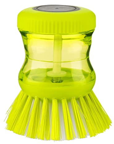 Homeshopa Soap Dispensing Palm Brush, Built In Refillable Soap Dispensing Dish Brush, Washing Up Scourer Kitchen Dish Scrubber Brush for Dish Pot Pan Sink Multifunctional Cleaning (Green)