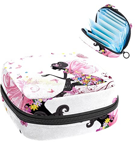 Damenbinden Aufbewahrungstaschen Menstruationstasse Taschen Blume Fee Schmetterling Tragbare Damenbinden Aufbewahrungsbeutel für Mädchen Damen