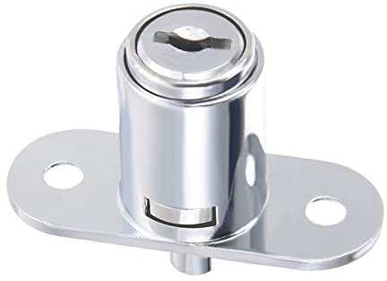 QUARKZMAN Zylinder-Schrankschloss x 1 Stück 3/4 Zylinderdurchmesser Druckkolben Schubladentürschloss gleichschließend mit 2 Schlüsseln Zylinderlänge 23mm