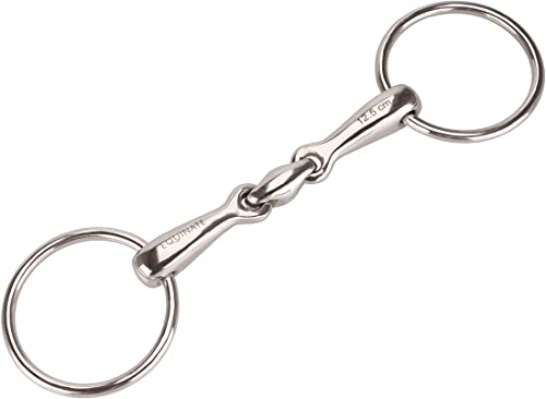 Equinate Wassertrense Edelstahl 16mm doppelt gebrochen 15,5cm - Anatomisch geformtes maulfreundliches Gebiss mit sanfter Einwirkung - Lasergravierte Größenangabe