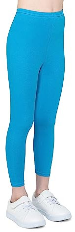 infatti Leggings in Cotone per Bambina, Pantaloni Morbidi e Comodi per Bambini, Allenamento Casual, Stile Elegante, Abbigliamento Basic Zoe, Turchese 134 cm (9 Anni)