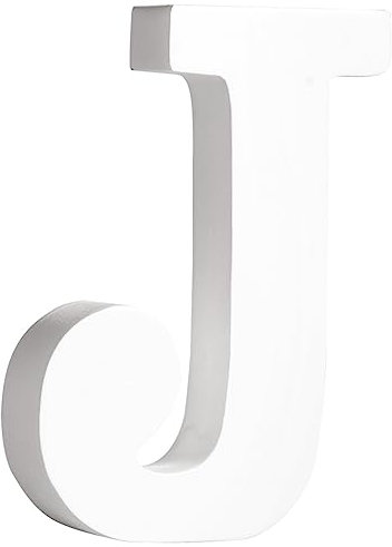 Rayher MDF-Buchstabe J, weiß, 6,4 x 11 cm, Stärke 2 cm, 3D-Buchstaben Holz, Holz-Buchstaben FSC zertifiziert, 64549102