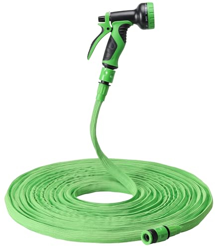 Navaris Flexibler Gartenschlauch 15-30m - Flexibel mit 10 Funktionen Brause und Schnelladaptern - Wasserschlauch flexibel dehnbar - Wasser Garten Schlauch - Flexschlauch