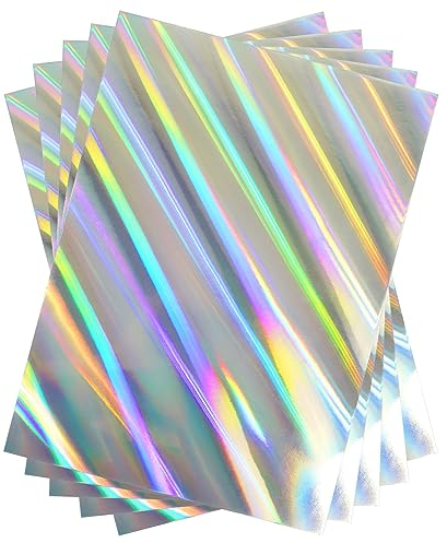 A4 Karte mit Holografischer Schrägstrahl 250gsm, 297 mm x 210 mm, Metallic-Silber-Karton, Folienpapier für Kunsthandwerk, Scrapbooking, schimmernde, hochglanzpolierte, glänzende Blätter(10 Blatt)