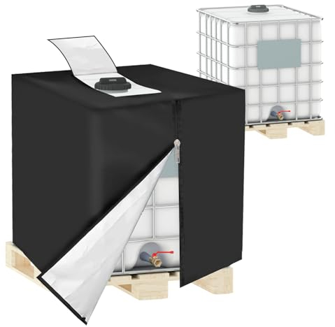 Bache pour Cuve 1000L IBC, RISVOWO Bâche de Réservoir d'eau Couvercle,Anti-UV Housse Protection Cuve,Anti-Poussière Couverture Container Réservoir IBC,Anti-Pluie Housse Protection(116x100x120CM, Noir)