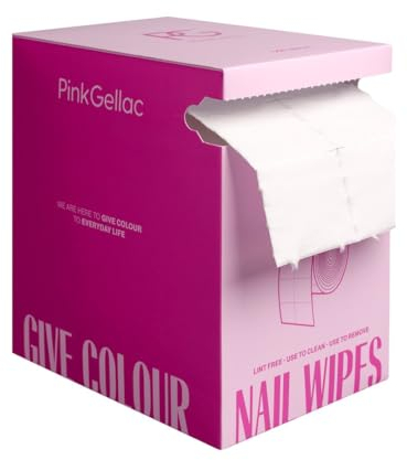 Pink Gellac Zelletten für Gelnägel - Zelettenrolle für Nägel 500 Stück - Zelletten Fusselfrei zur Entfernung von UV Nagellack - Nail Wipes zum Säubern von Nägeln und Entfernen von UV Nagellack