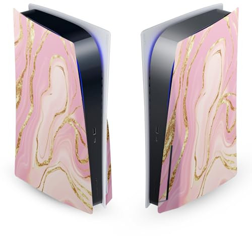 Head Case Designs Pink and Gold Marble Vinyl Faceplate Sticker Gaming Skin Decal Cover Compatible With Sony PlayStation 5 PS5 Disc Edition Console