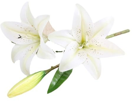Tainrunse 1 ramo di fiori artificiali di ampie applicazioni, riutilizzabile, utile, bouquet di gigli, decorazione bianca