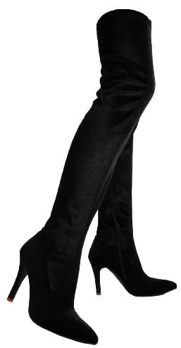 Stivali Alti al Ginocchio da Donna Stivali Alti sopra Il Ginocchio da Donna Tacco a Spillo con Cerniera Laterale Stivali Alti alla Coscia Inverno Scamosciato Altezza Tacco 8Cm,Nero,38 EU