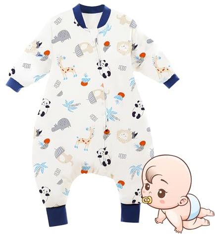 Bizcasa Baby-Schlafsack mit Füßen, 2,5 TOG Winter Schlafsack mit abnehmbaren Ärmeln für Jungen und Mädchen, Ganzjahres Schlafsack für Baby Höhe 70-110cm (XM, 90)