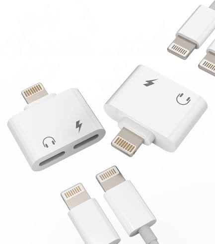 Dual Lightning Dongle for iPhone Headphone Splitter(2 Pack)2in1 Charger AUX Cable Audio Charge Jack Adapter for Apple MFI Certified Converter for Ipad 11 12 13 14 Pro Max Mini 7 8 Plus Music Connector