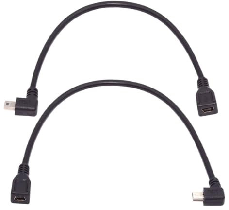 chenyang USB 2.0 Mini USB 5Pin Macho a Hembra Adaptador de Cable de extensión de Datos en ángulo de 90 Grados 2Pcs/Set