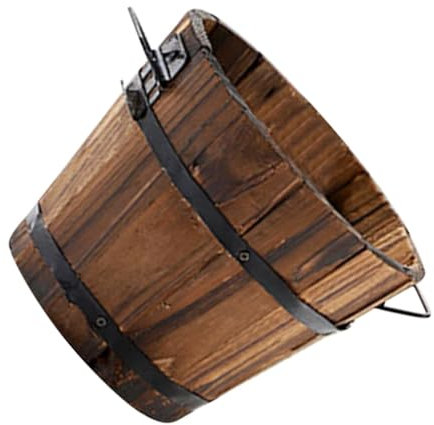 GANAZONO Fioriera Rustica A Botte In Legno Vaso Per Piante A Botte Di Whisky Vaso Per Piante Succulente In Legno Vaso Da Fiori Vintage Secchio Fioriere A Botte Di Vino Contenitore Per