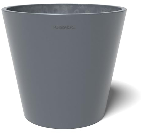 POTS&MORE VP012001 Conico 20 Pot de Fleurs, diamètre : 20 cm, Forme Ronde, Couleur : Gris, Hauteur : 18 cm, Cache-Pot en Plastique, pour Plantes d'intérieur