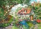 Ravensburger Puzzle 2D 1000 elementów: Droga wśród wzgórza kwiatów, Nowy Design