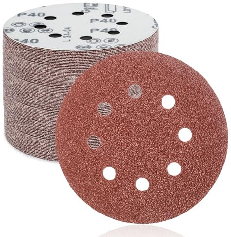 FEIHU 125mm Sanding Discs 50Pcs Orbital Sander Discs Hook and Loop Sanding Pads for Random Orbital Sander, 40 Grits Sanding Discs